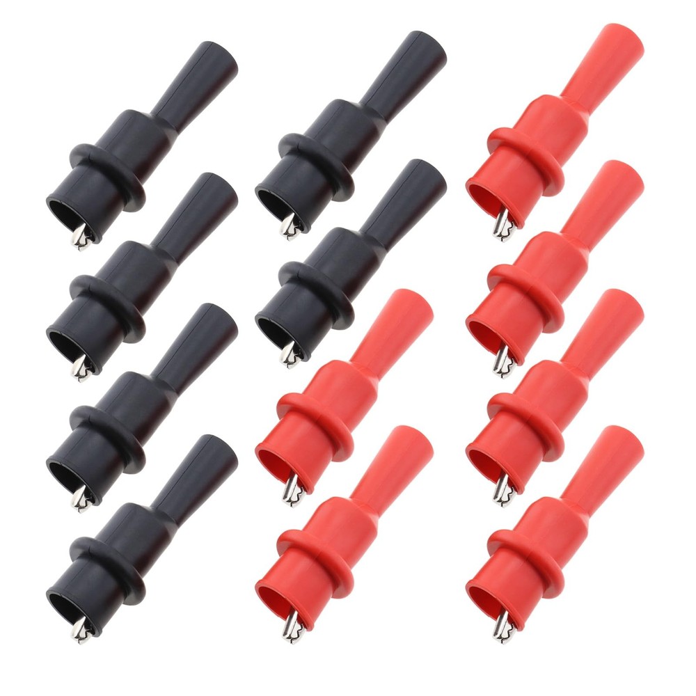 12PCS Multimeter Silicone Insulated Alligator Clips Set Including Red/Black E...