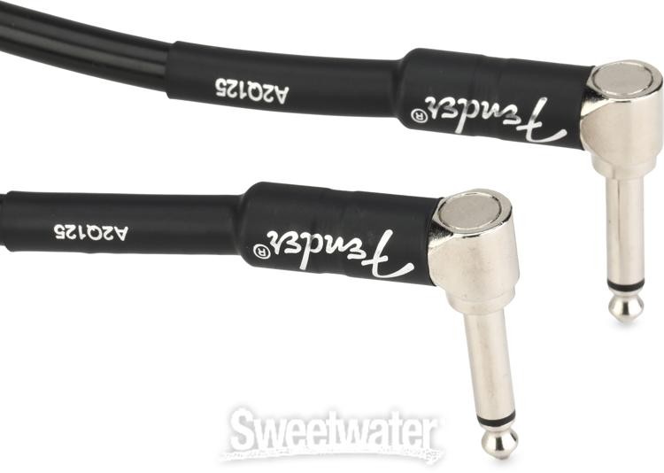 Fender Professional Series Angled to Angled Patch Cable - 6 inch Black (2-pack)