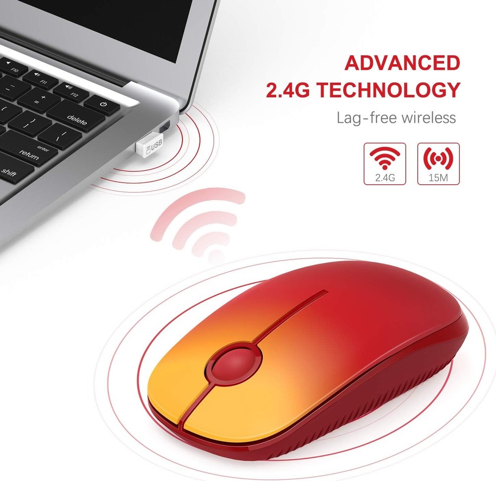 2.4G Wireless Mouse Slim Silent Gradient Red