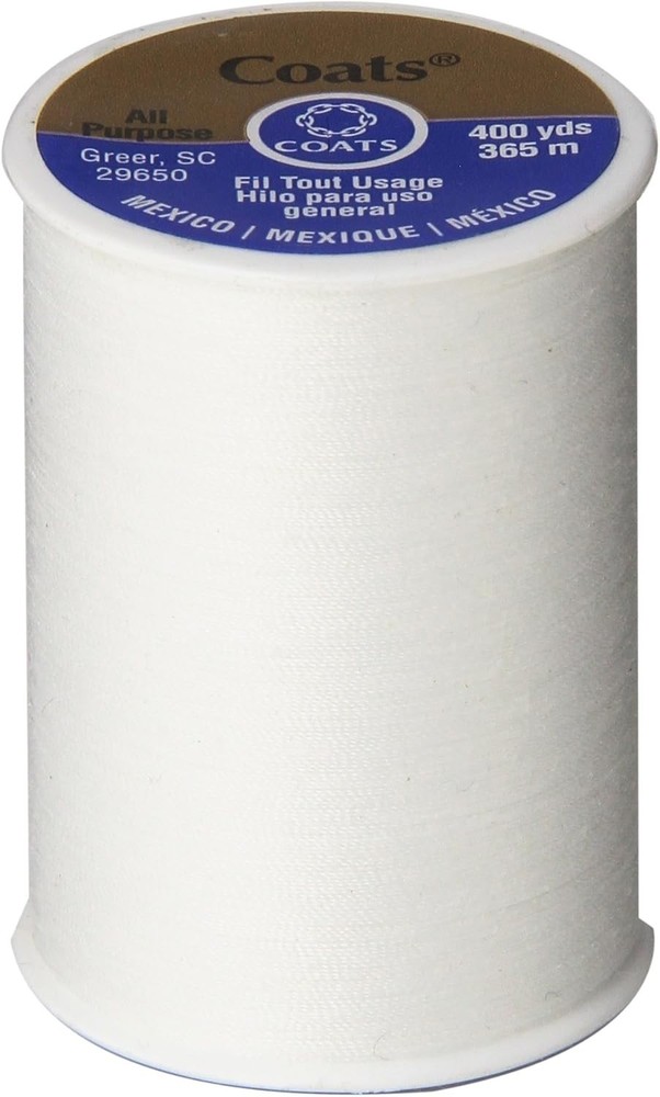 All-Purpose White Thread 400 Yards - Durable Polyester for All Sewing Projects