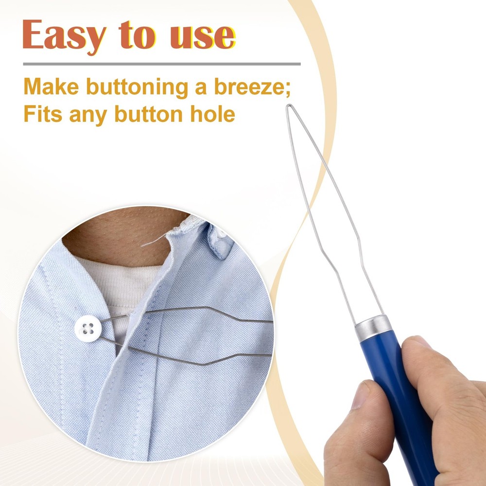 STSTR Easy Button Hook, Steel Button Helper Tool for Elderly, Wide