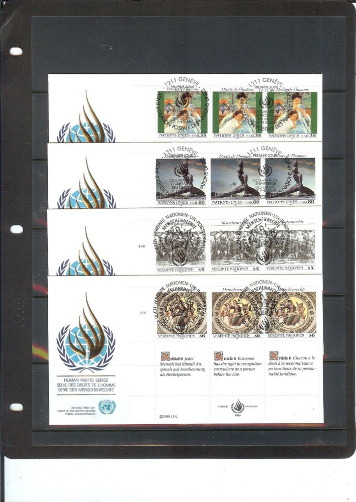 1989 Human Rights MI3 FDC's(8) - All Three Offices - Mint Condition(702)