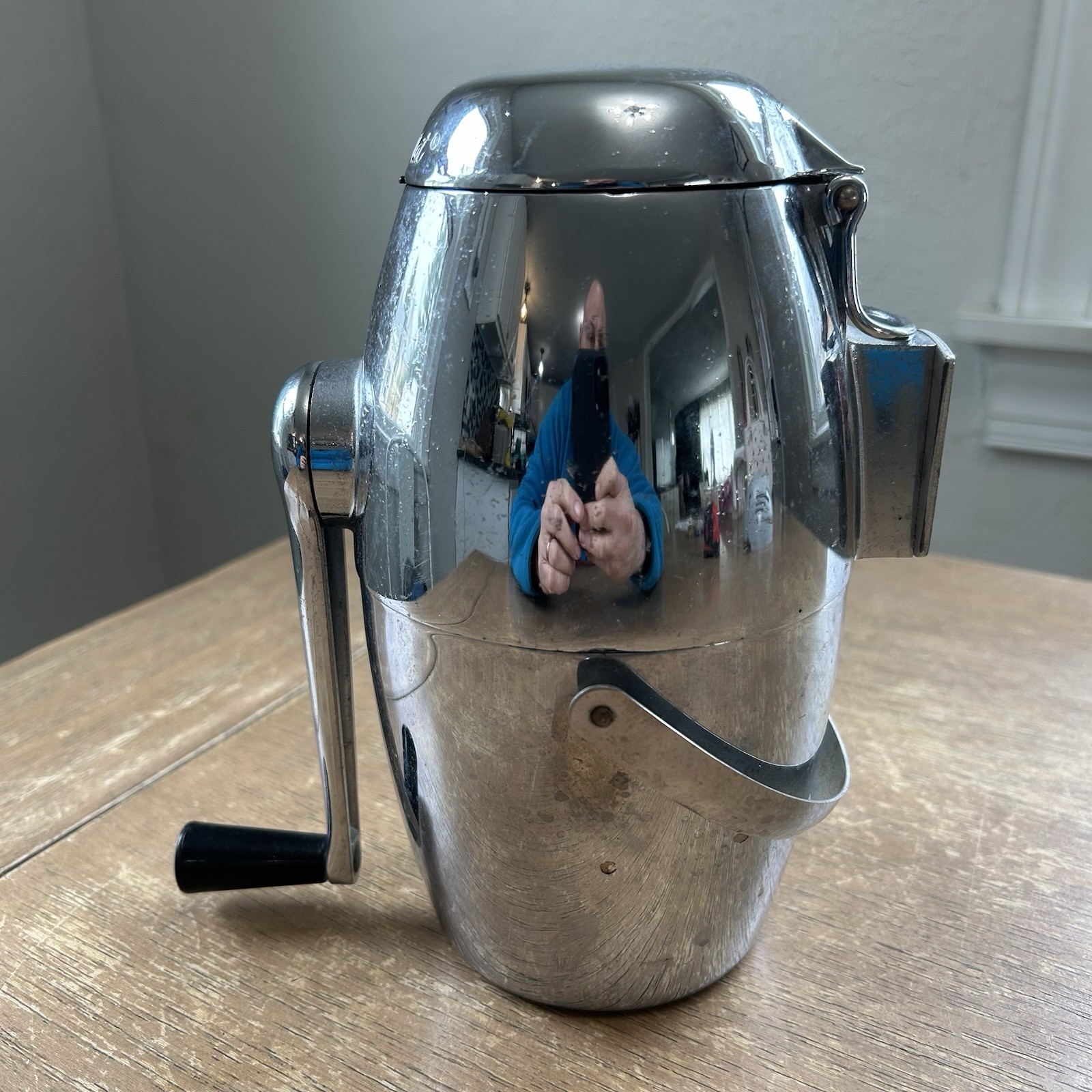 Vintage 50s Rival Ice-O-Mat Bucketeer Ice Crusher No. 480 MCM Mid Century Chrome