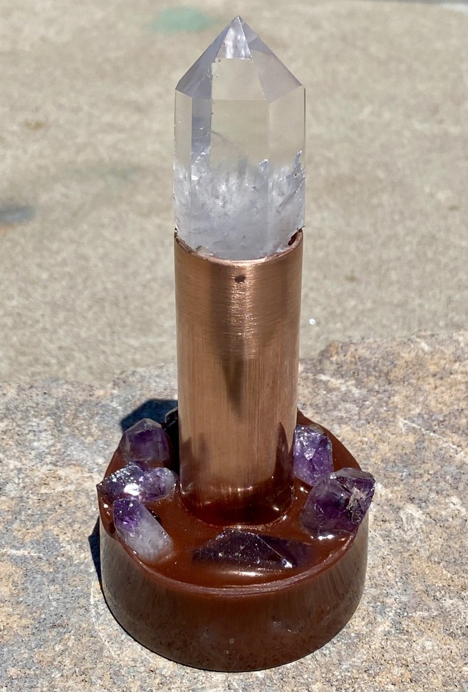 Orgone Cloudbuster with Quartz Crystal Scepter Point & Copper Pipe