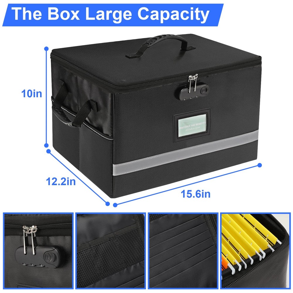 EXLIFBAG File Organizer, Fireproof File Box with Lids, Important Document Org...