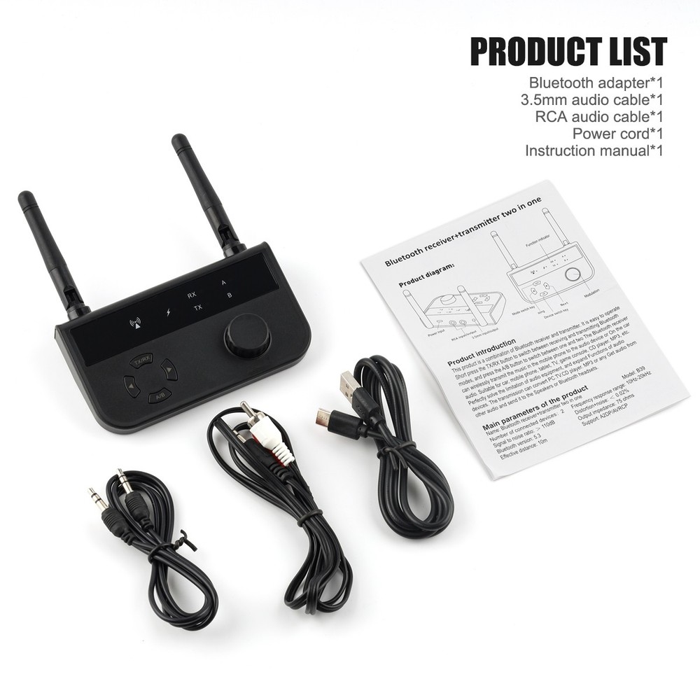 Wireless Bluetooth Adapter for Car TV Speaker AUX 3.5mm Dual Mode Auto Connect