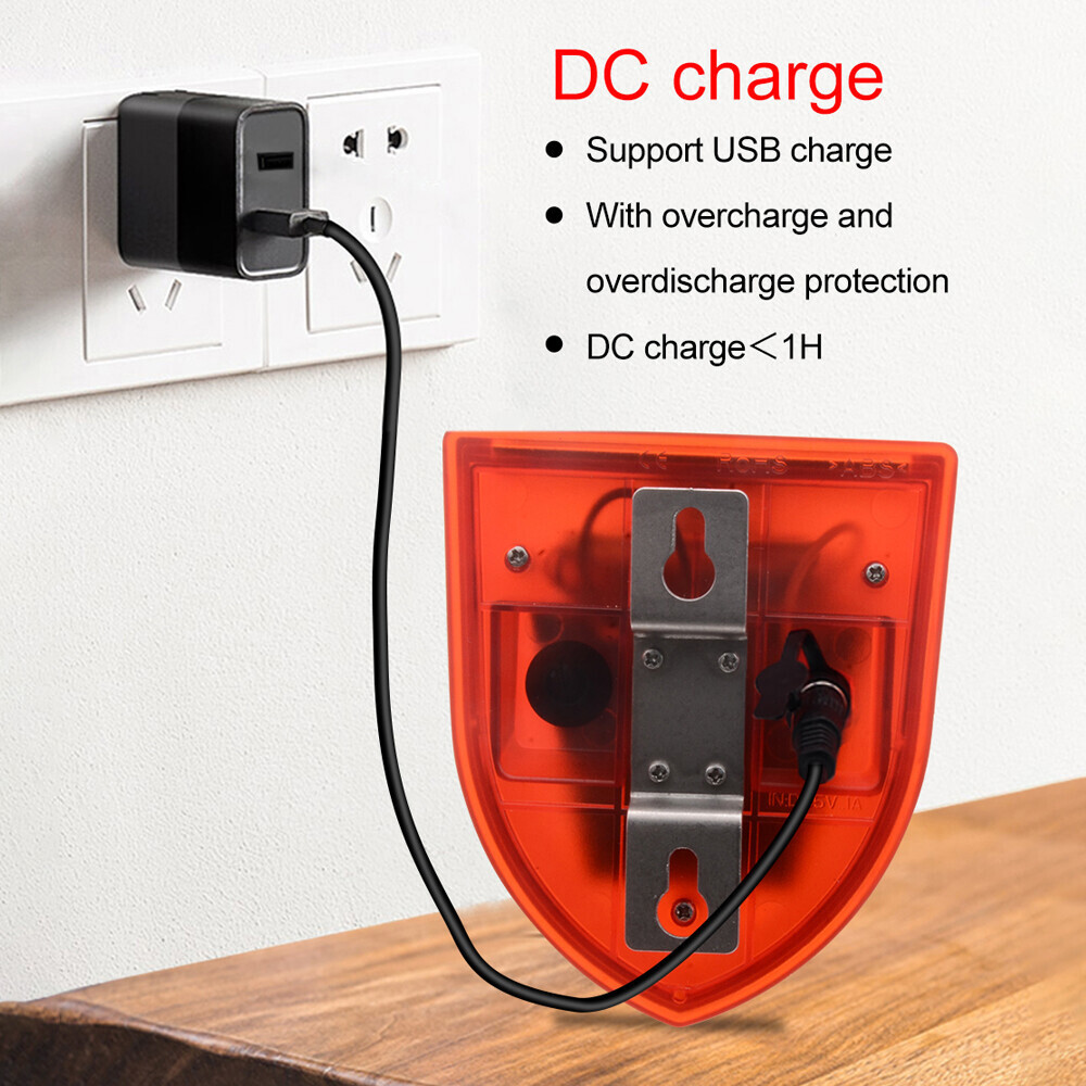 Solar Alarm LED Light Solar Strobe Light Wireless Motion Sensor Detector Outdoor