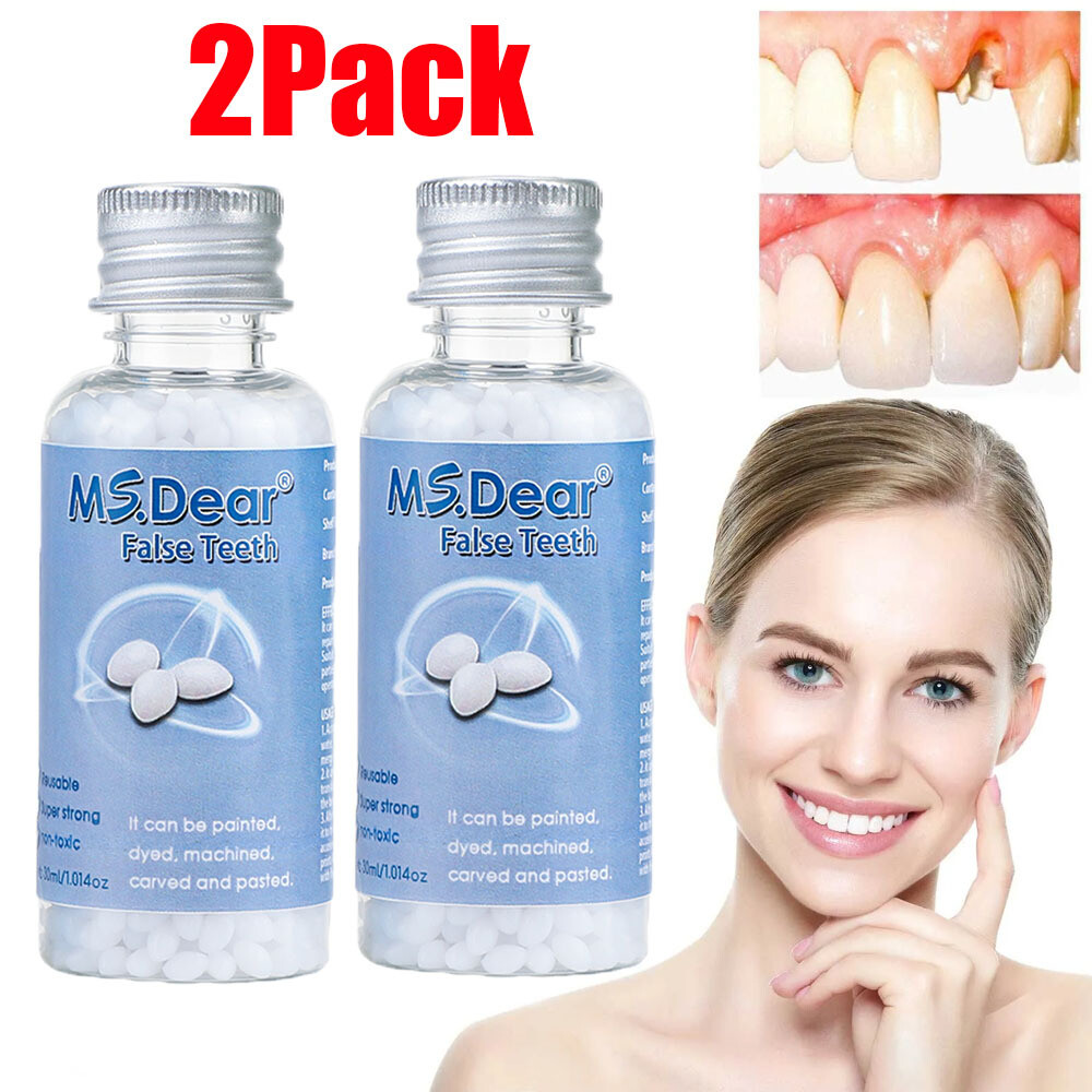 2PCS Tooth Repair Granules Temporary Reusable Moldable False Teeth Fitting Beads