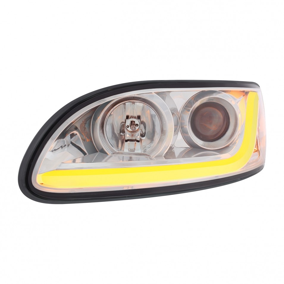 Chrome Projection Headlight f/ 1999-2019 Peterbilt - Dual Function - Driver