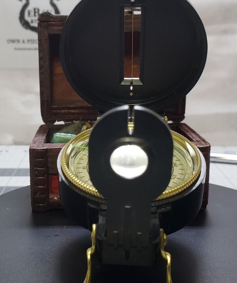 Engineer Directional Compass Folding Lid, Brass Trim, Hiking MCM Lensatic