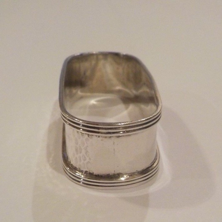 Sterling Silver Hand Hammered Napkin Ring, Monogram, 15 grams