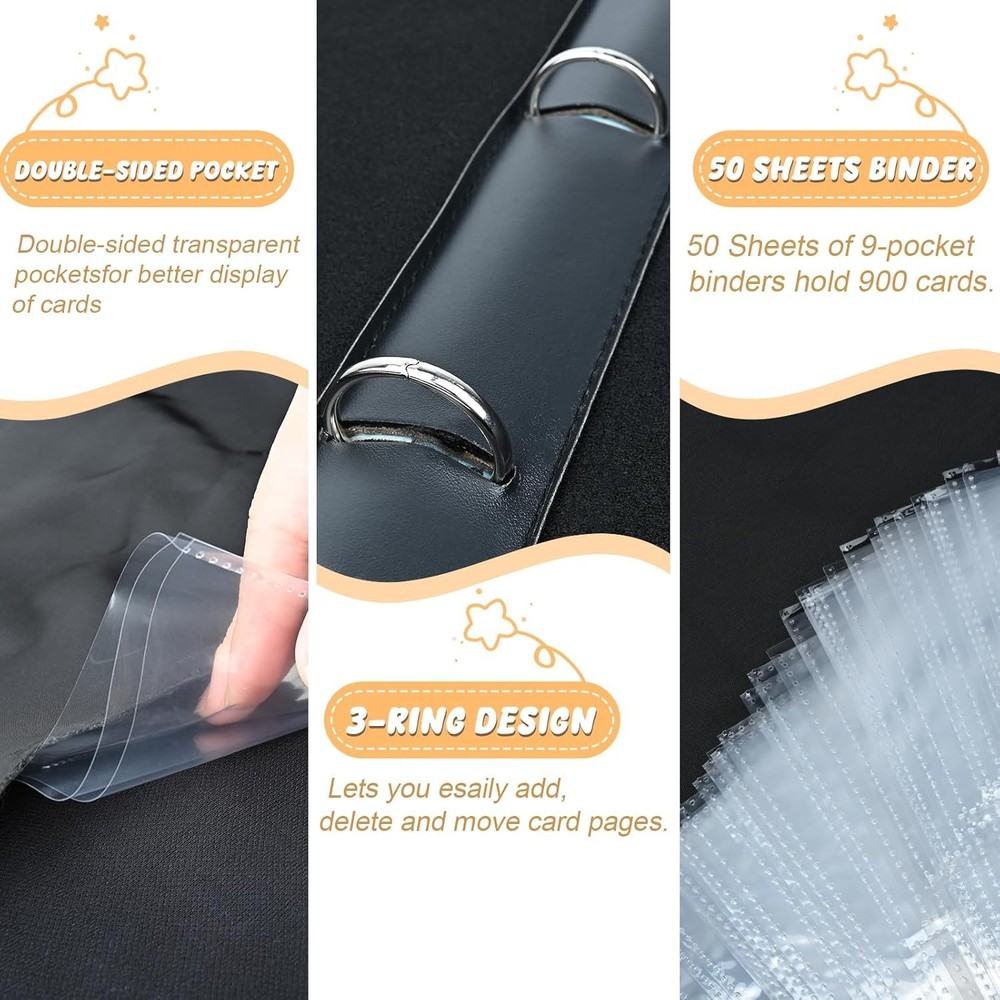 Premium Ringless Trading Card Binder - 900+ Capacity, 9 Side-Loading Pockets.