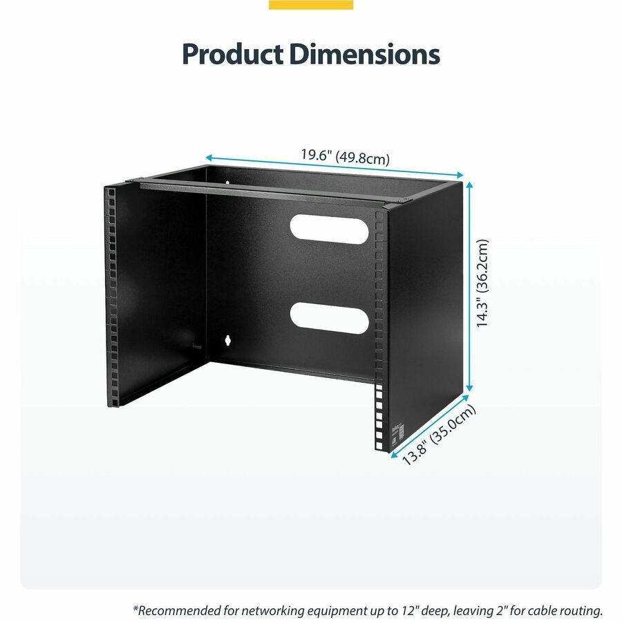 StarTech WALLMOUNT8 8U Wall Mount Bracket 12in Deep Steel