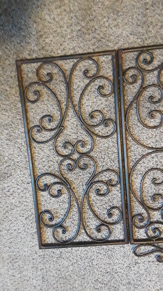 Wrought Iron Fireplace Screen, 3 Panel, Bird Accent