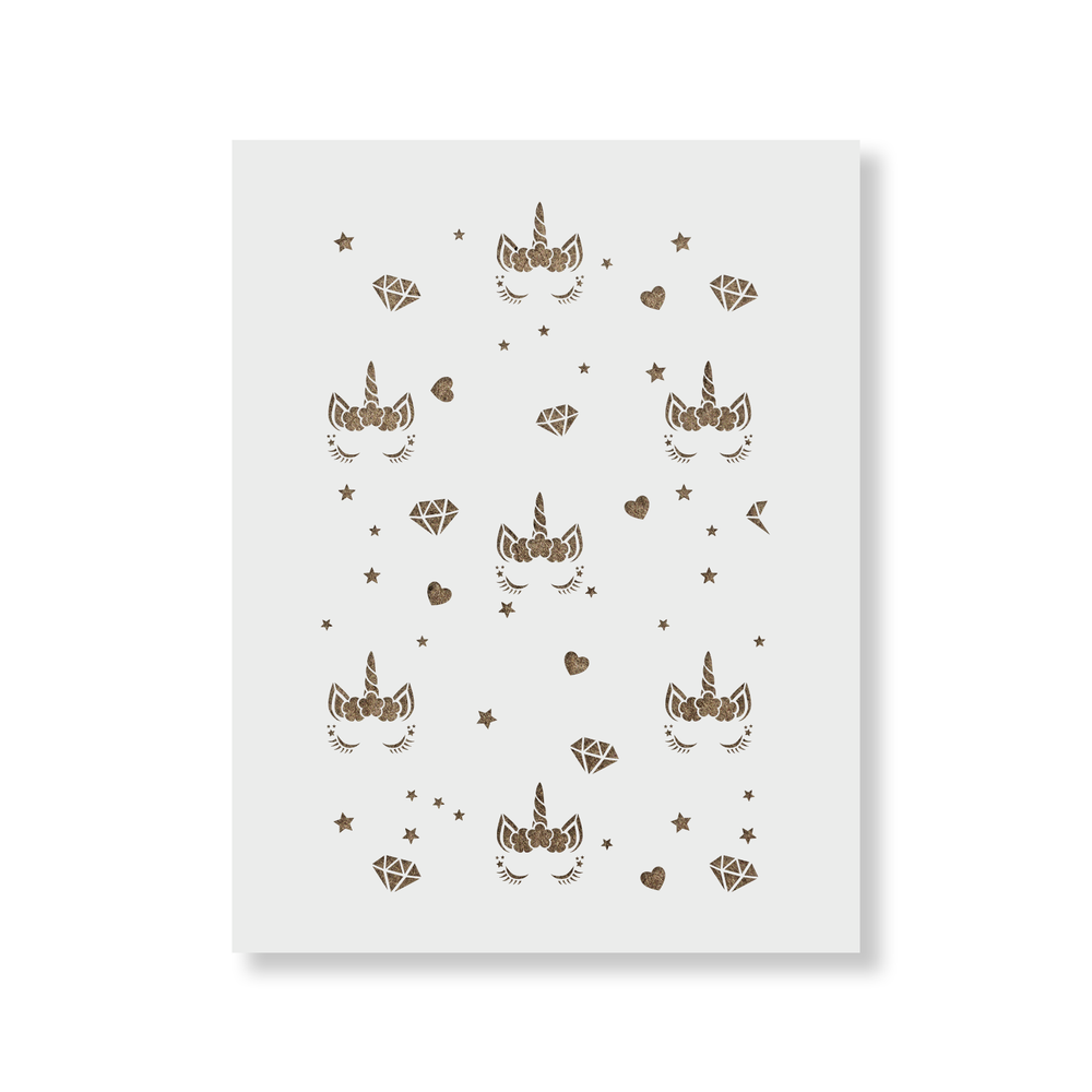 Unicorn Face Pattern Wall Stencil - Durable & Reusable Mylar Stencils