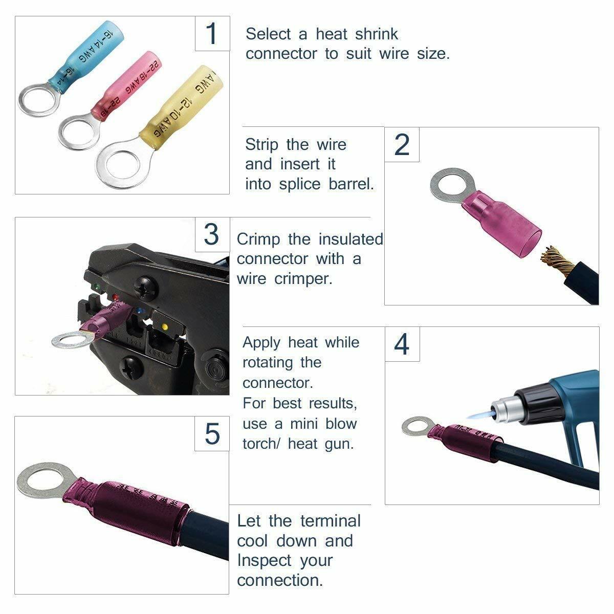 240pcs Waterproof Wire Connectors Heat Shrink Marine Automotive Terminals kit