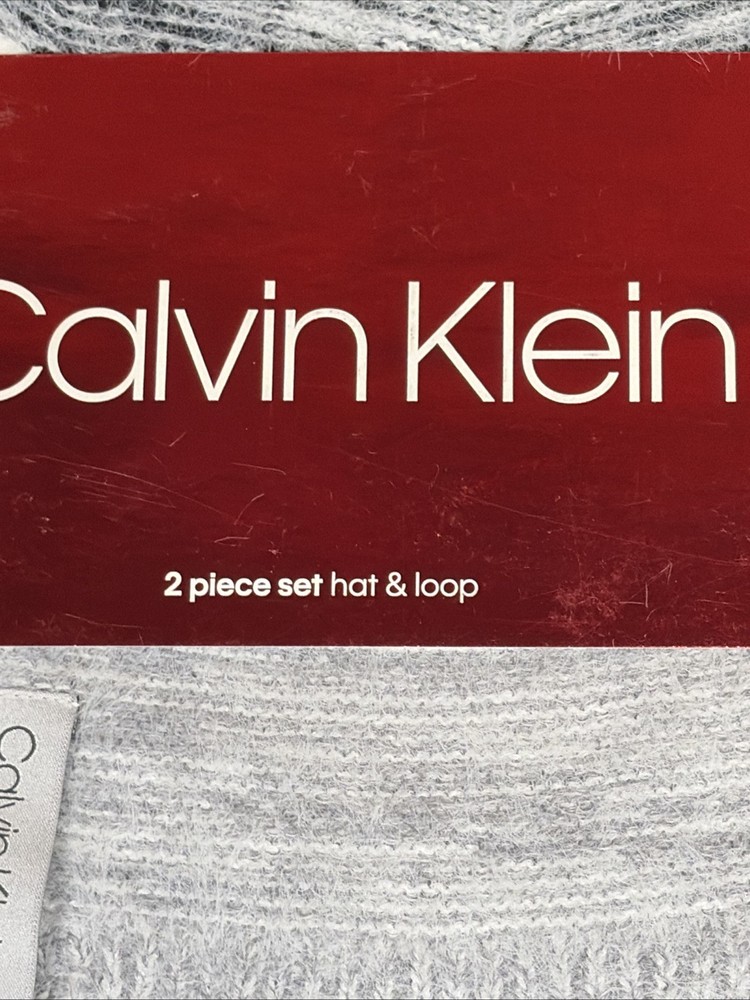 NWT Calvin Klein 2 Piece Set Hat & Loop Hat Women's OS Gray