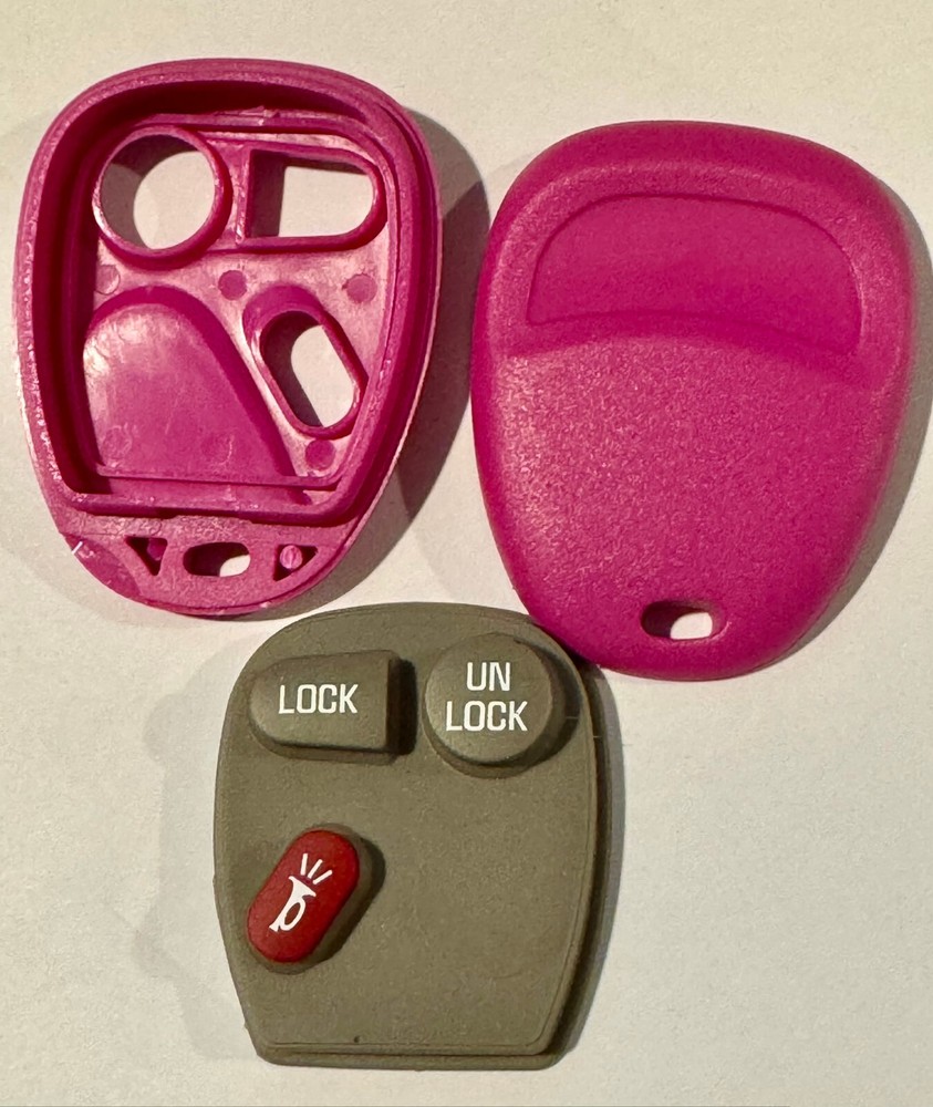 Pink keyless remote 3 button car fob case shell button pad 15042968 KOBLEAR1XT