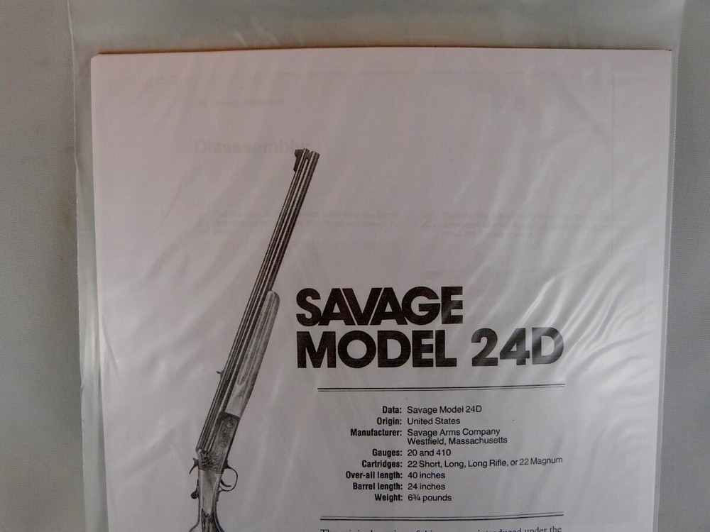 SAVAGE MODEL 24D  RIFLE BREAK DOWN INSTRUCTION KIT b