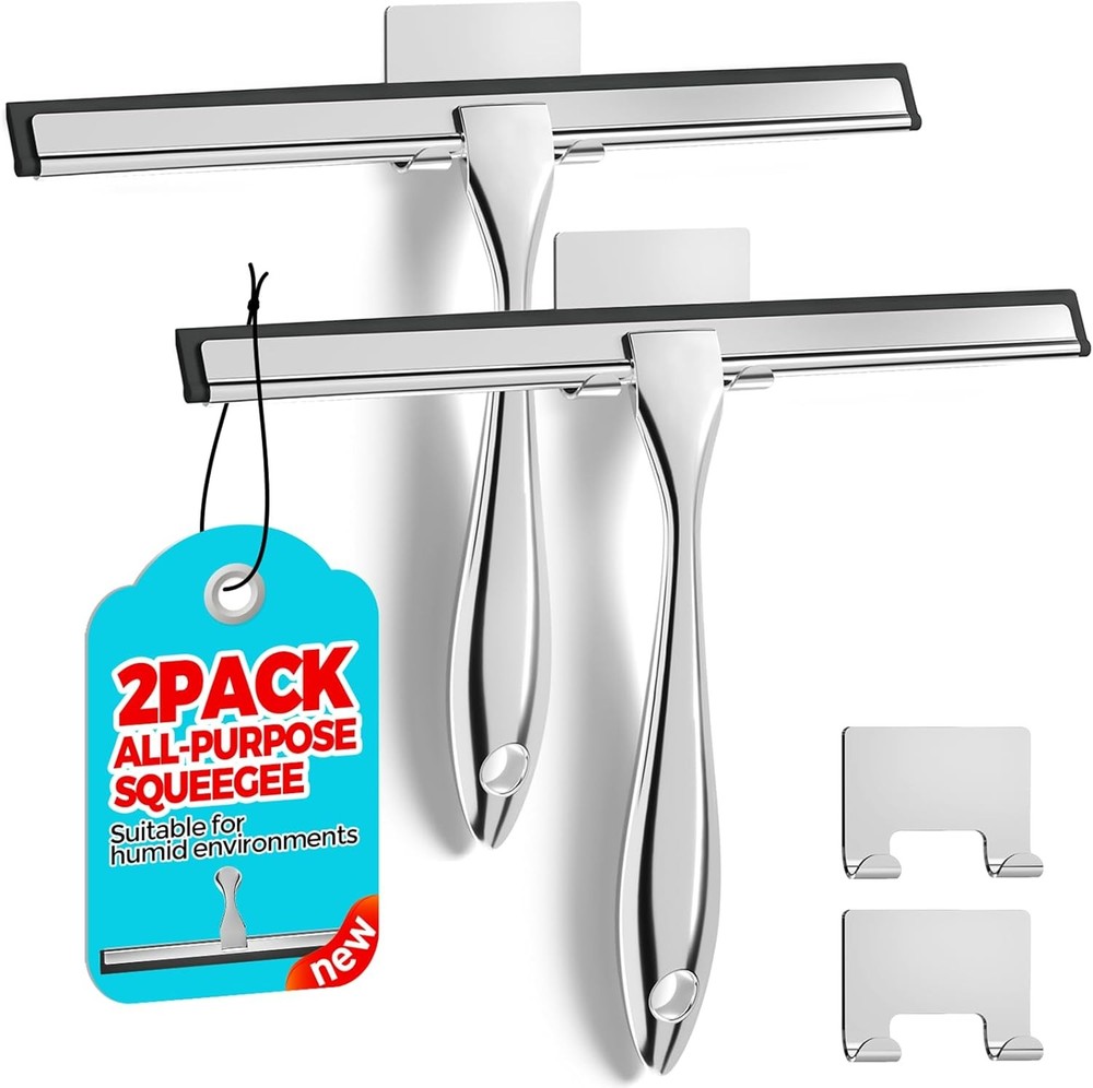 2PACK Shower Squeegee for Glass Doors, Squeegee for Shower Glass，