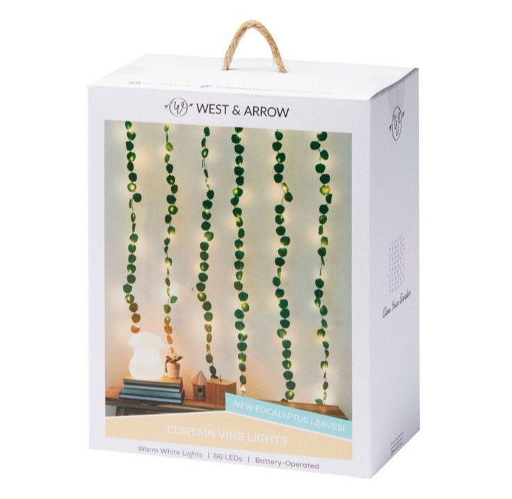 2 Boxes LED Eucalyptus Vine Curtain String Lights, 66 LEDs, West & Arrow, NIB