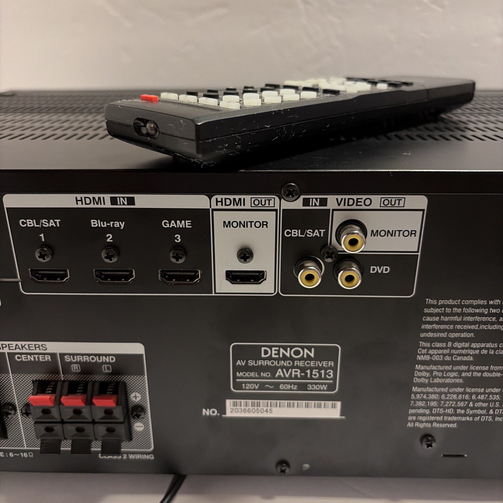 Denon AVR-1513 5.1 Ch HDMI Network Home Theater Receiver Stereo + Remote Bundle