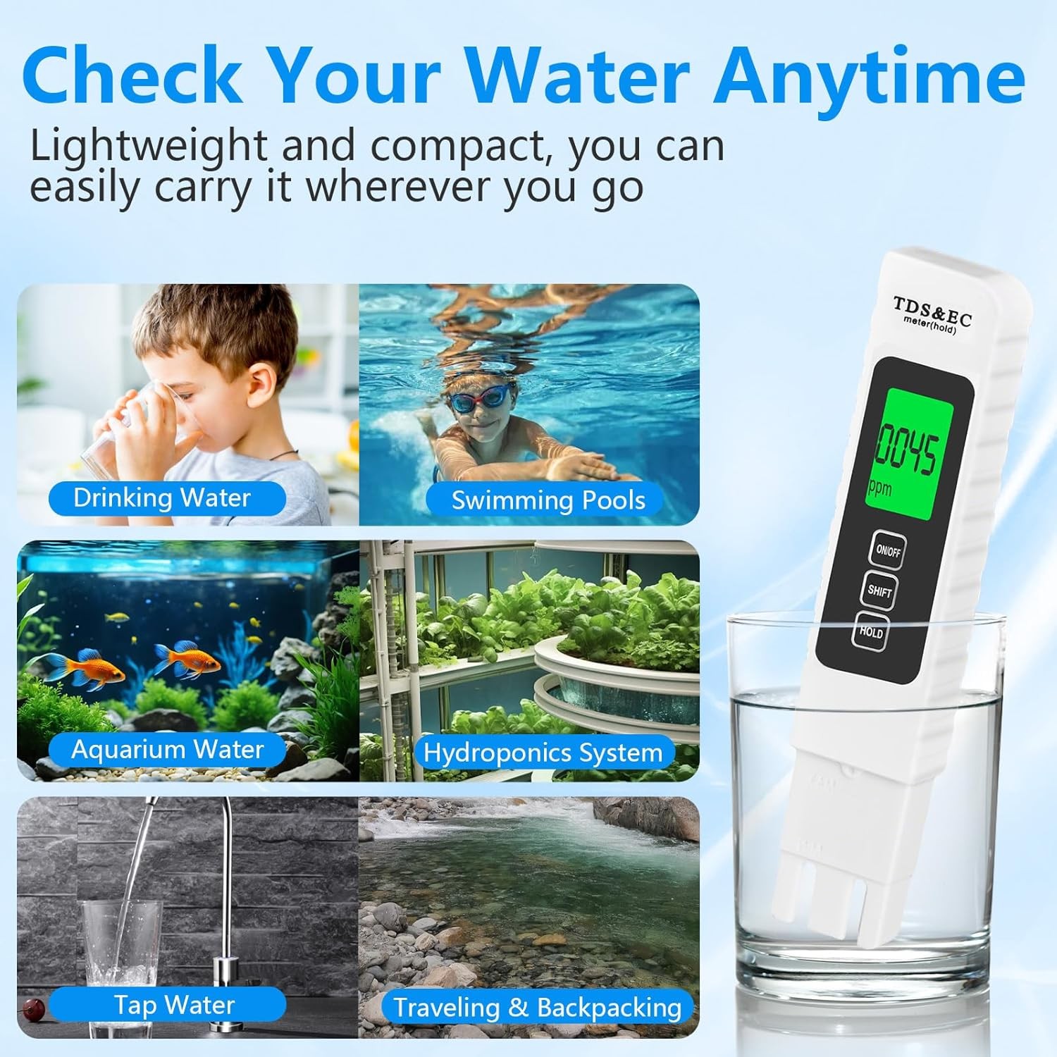 4 in 1 TDS Meter Digital Water Tester - Accurate and Reliable EC &...