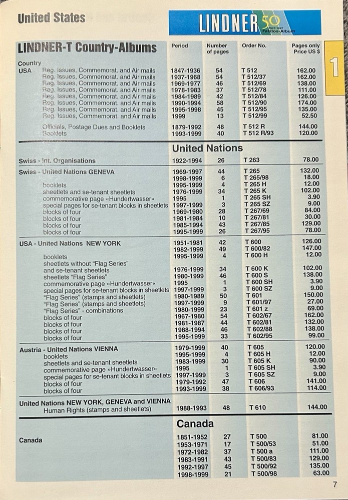 VINTAGE 2000 / 2001 LINDNER STAMP SUPPLIES & ACCESSORIES CATALOG - 92 PAGES