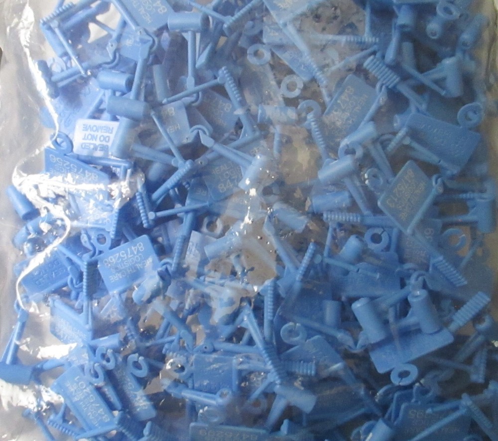100 - Plastic Padlock Seals, Drug Lock Consecutively Numbered, Blue 7906