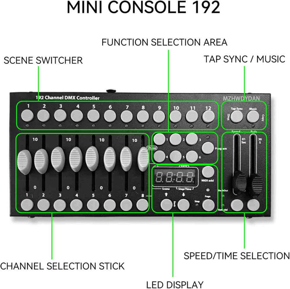 DMX Controller, DMX192 Console Mini DJ Light Controller Lighting Mixer Board Con