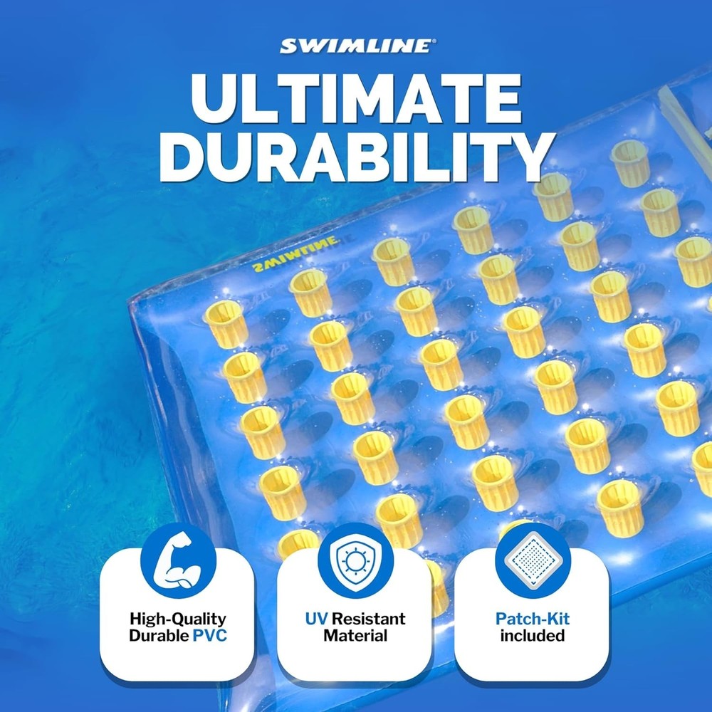 Chic Pocket Float Blue Inflatable Mattress - 78" for Effortless Pool Relaxation