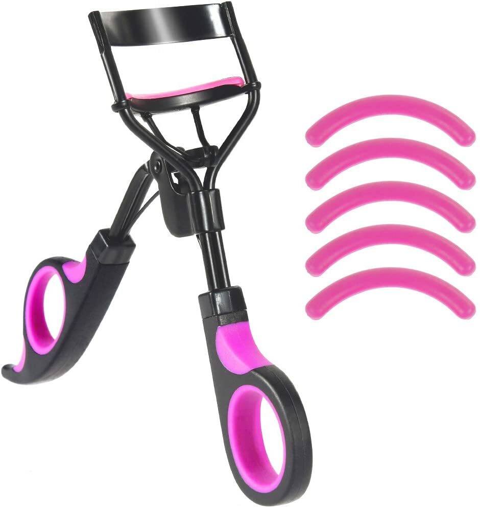 Eyelash Curler Handle Cosmetic Makeup Tools w/ 5 Replacement Silicone Refill Pad