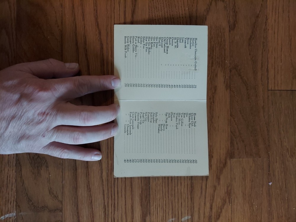 Vintage Hamilton Hotel Bermuda Mixed Drinks Menu
