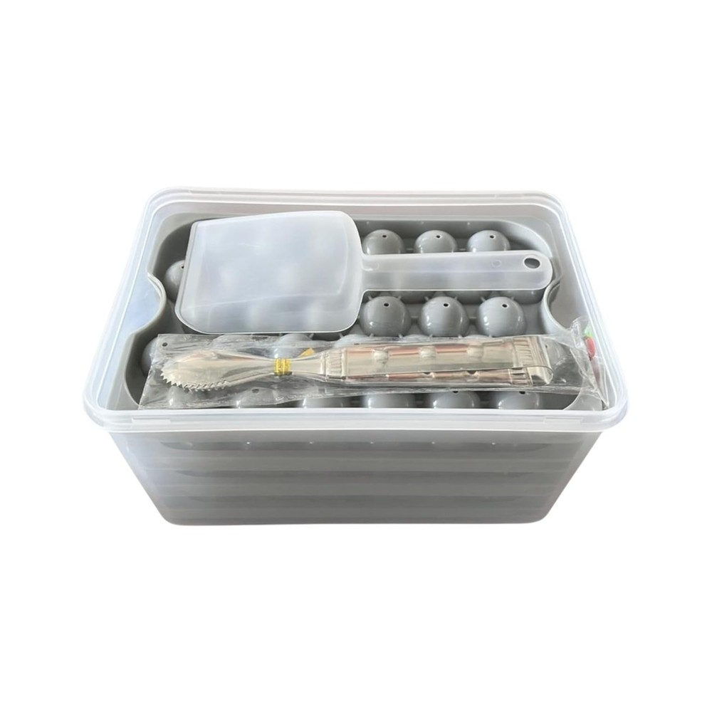 4 Stackable Round Small Ice Cube Tray with Lid & Bin, Ice Molds for Cocktails...