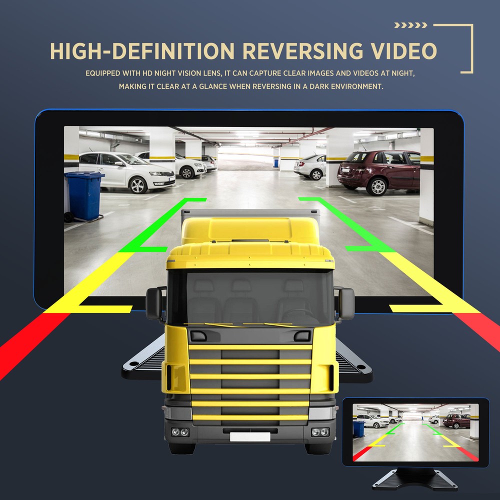 10.36" 4K Backup Camera 4CH Dash Cam with Quad Split Touch Screen & 4 AHD