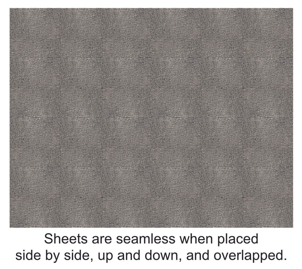 N Scale Gray Cobblestone Model Train Scenery Sheets 5 Seamless 8.5x11