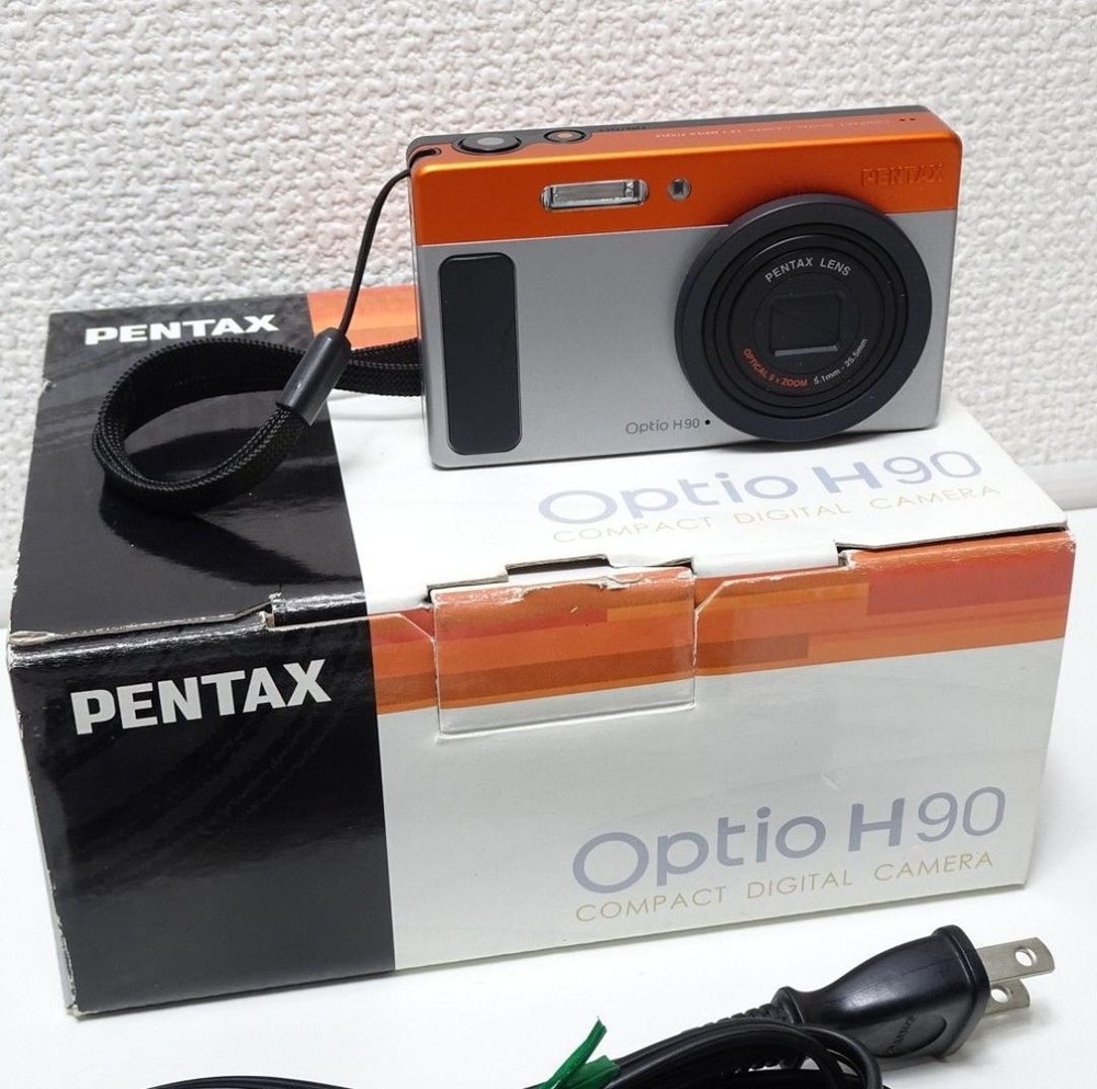 PENTAX Optio H90 Orange Silver Compact Digital Camera 12MP Tested
