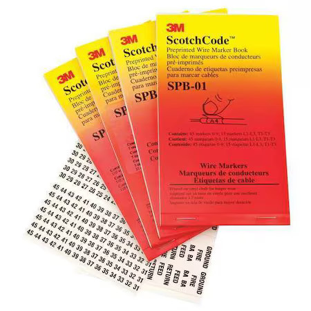 3M Spb-09 Wire Marker Book, Preprintd, Slf-Adhes, Pk5, Spb-09