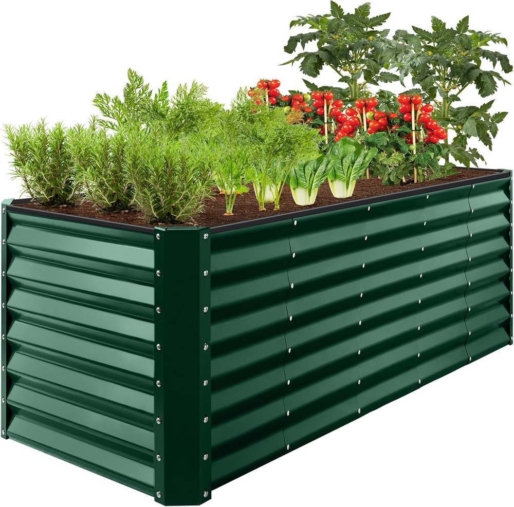 8X2X2Ft Outdoor Metal Raised Garden Bed, Rectangular Deep Root Planter Box for V