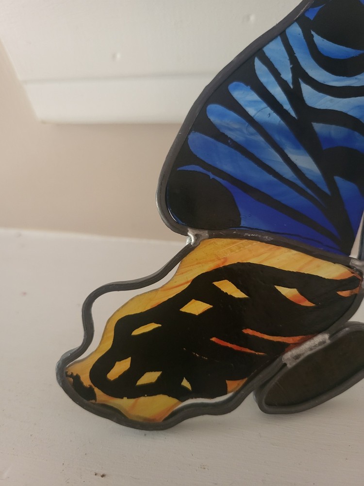 Vtg Stained Butterfly Suncatcher