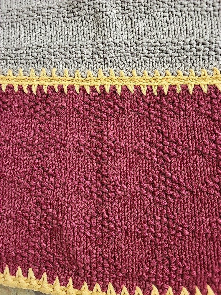 Hand-knitted multi-patterned Afghan Blanket 60"×90"