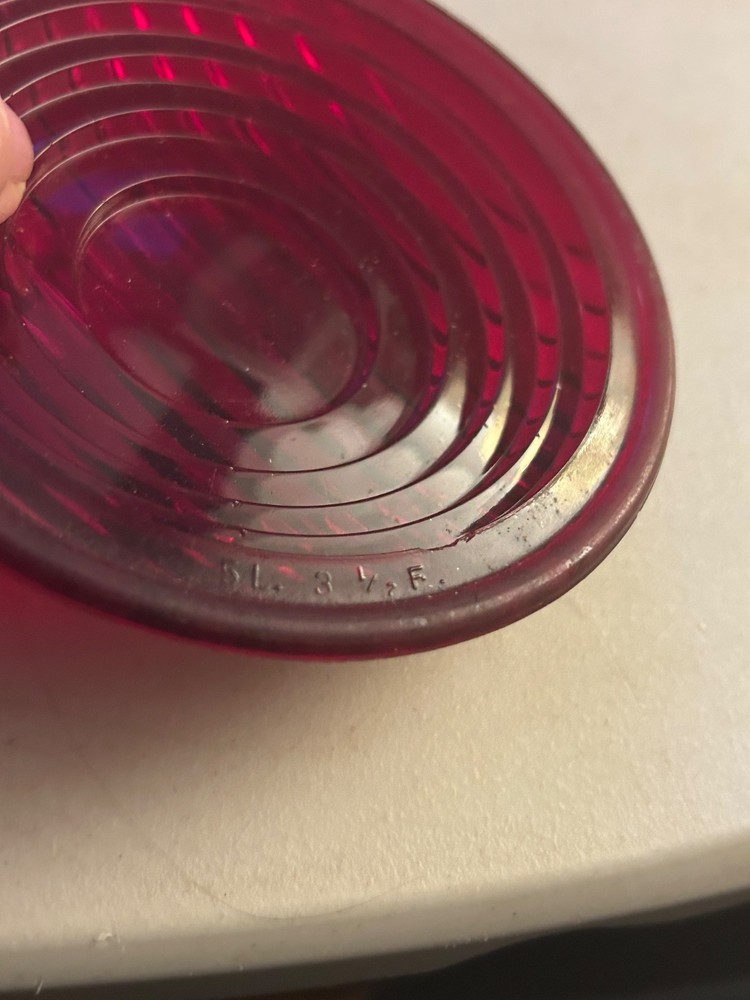 Kopp ribbed railroad lense, ruby red, 5”