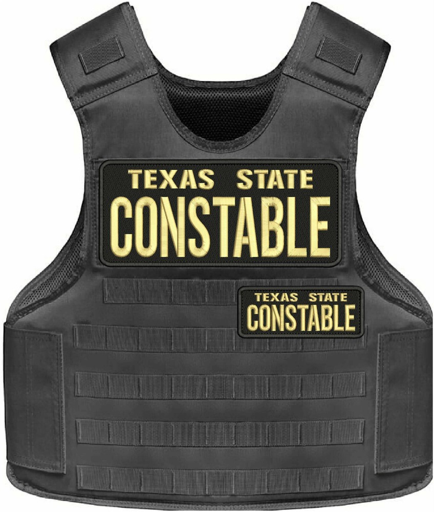 Texas State Constable EMB Patch 10x4 & 5x2 Velcr@ On Back Tan On Black
