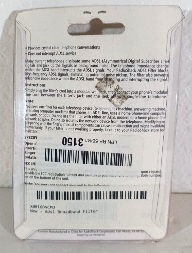 Radio Shack ADSL Broadband Filter