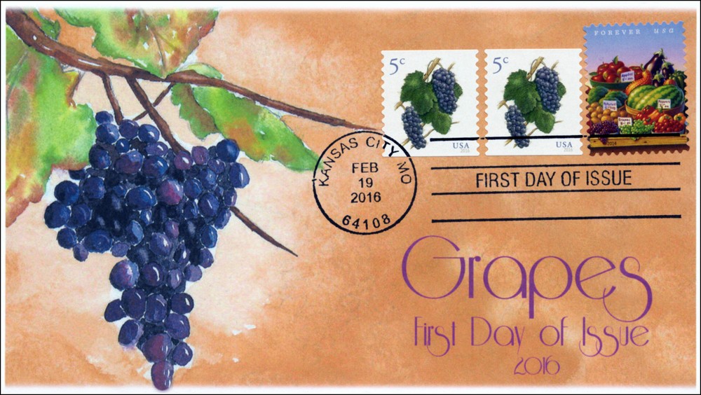 2016, Grapes, 5 cent, FDC, BW Cancel 16-057