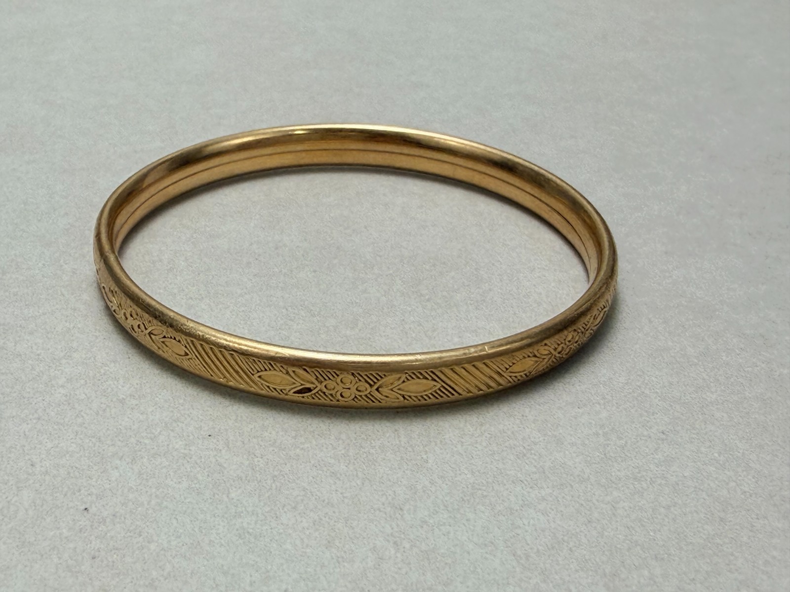 Antique Victorian Baby Bangle Bracle Gold Filled H Floral  Engraved