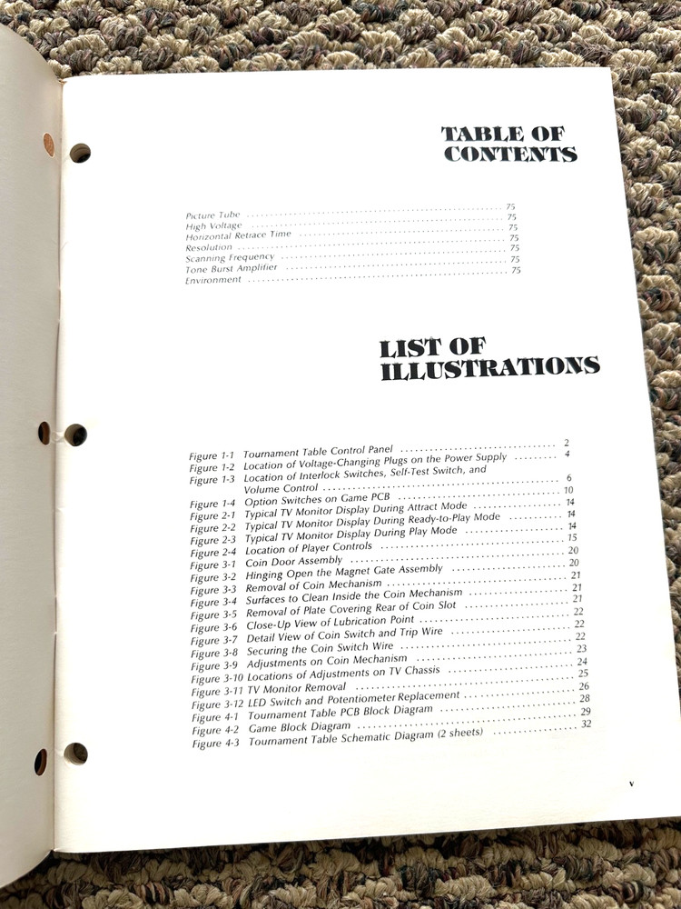 Atari- Tournament Table- Operation, Maintenance & Service Manual-NOS