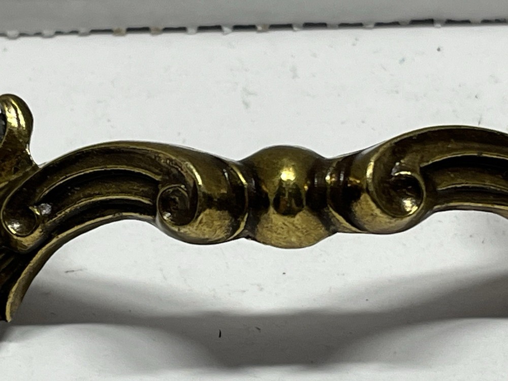 Vintage NOS KBC #K854 Decorative Brass Plated Fixed Drawer Pull