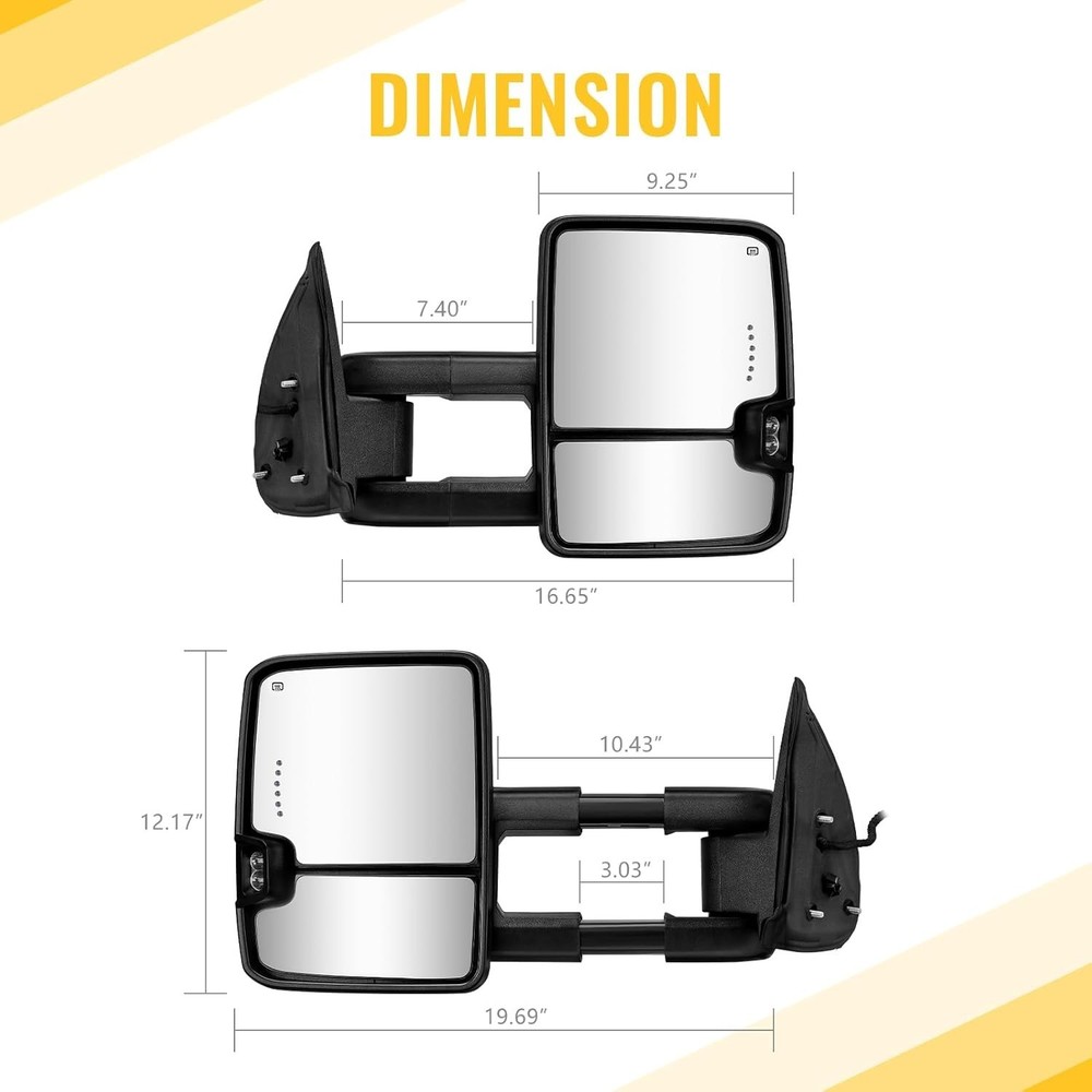 Towing Mirrors Switchback Lights Compatible with 2003-2007 Chevy Silverado GMC