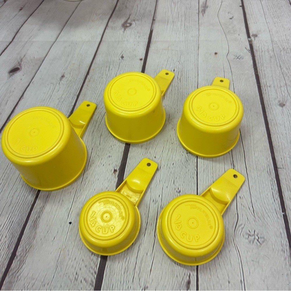 vintage tupperware Yellow Measuring Cups NOT FULL Set 4pc available